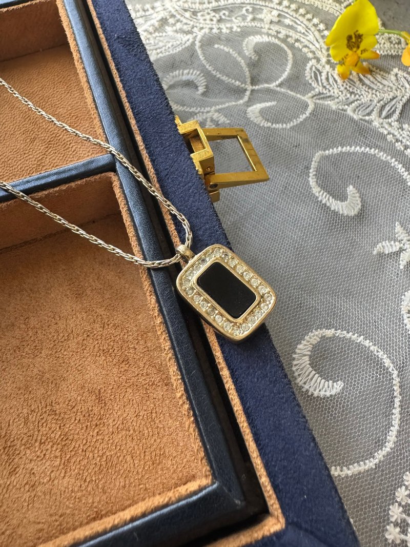 中古正品 Christian Dior 迪奧 閃石項鏈 鎖骨鏈 黑曜石 頸鏈 - 項鍊 - 其他金屬 黑色