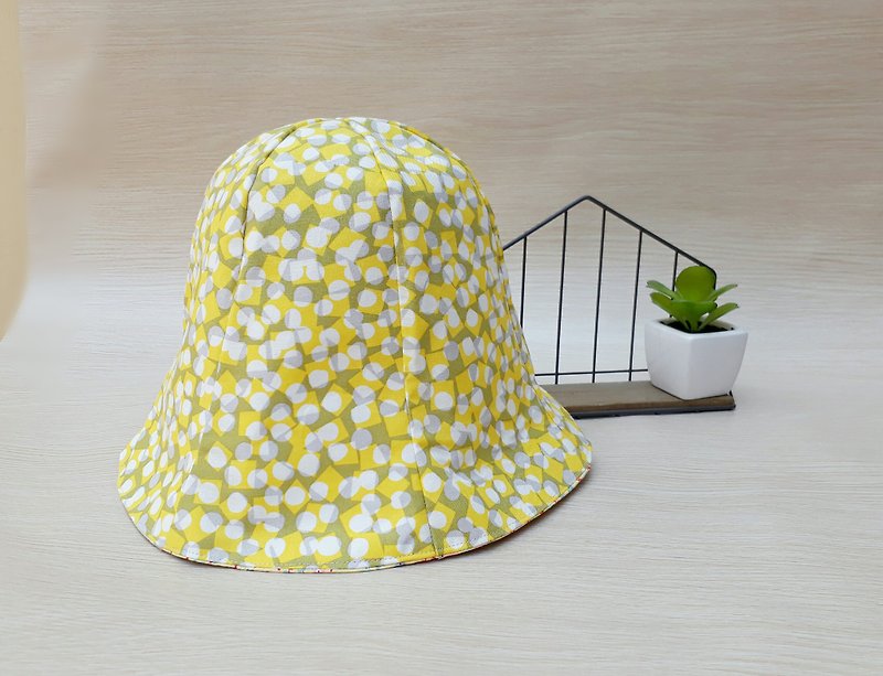 [Tulip Sun Hat] Head circumference below 58cm - หมวก - ผ้าฝ้าย/ผ้าลินิน สีเหลือง