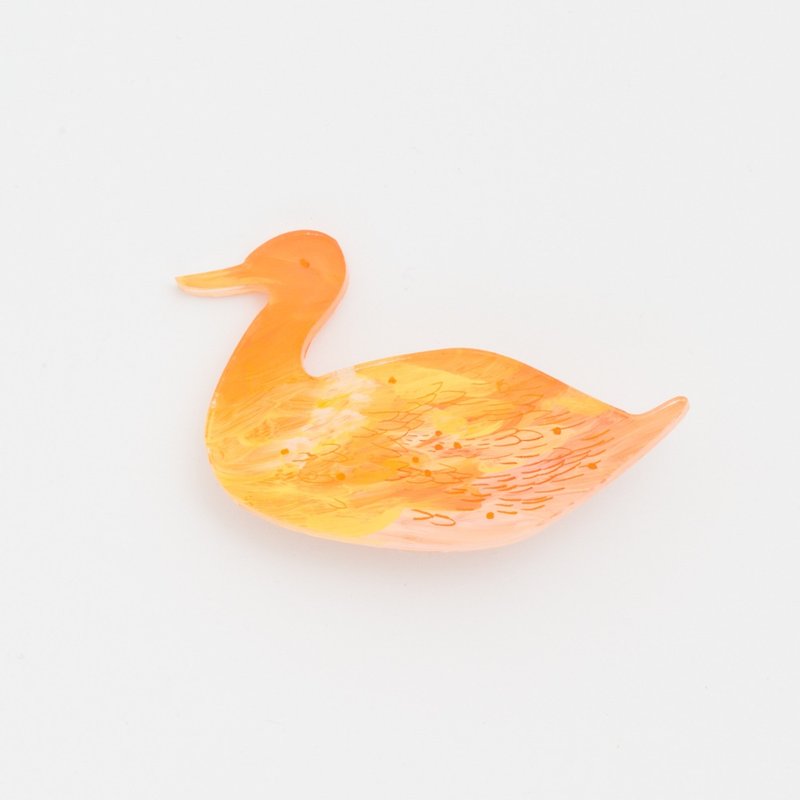 絵のブローチ【鳥】 - 胸針 - 壓克力 橘色