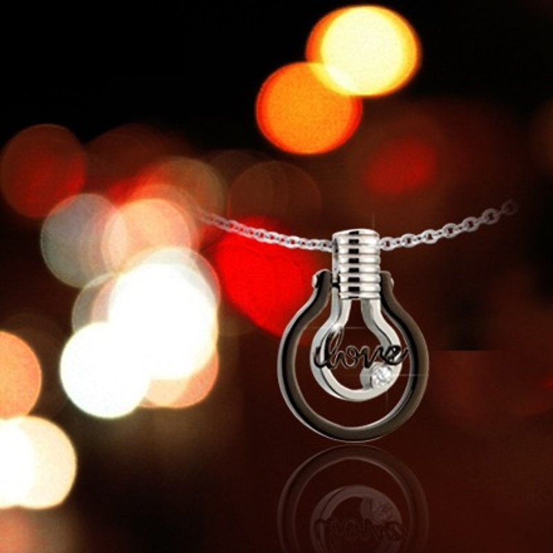 Light bulb stainless steel  pendant 20.8" - สร้อยคอ - สแตนเลส สีดำ