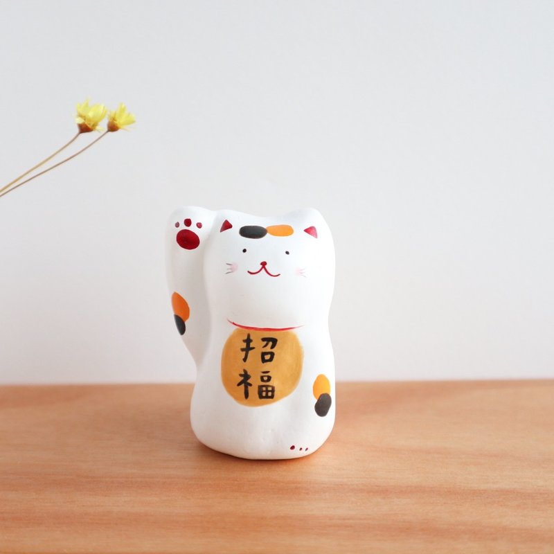 三毛猫　招き猫 - 擺飾/家飾品 - 紙 橘色