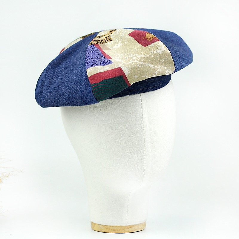 Maverick Village Calf Village Handmade Hat Customized Double-sided Peret Cap Artist Hat Japanese Retro Ancient Style Four Seasons (Brown Cham)} [H-389] - หมวก - ผ้าฝ้าย/ผ้าลินิน สีกากี