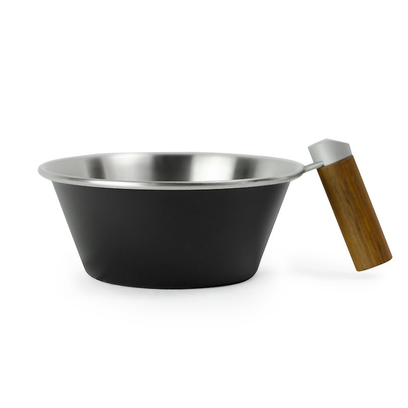 Wooden handle iO bowl 550ml (Black) - Mugs - Stainless Steel Black