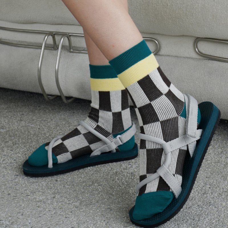 Green Checkerboard Socks - Socks - Cotton & Hemp Green