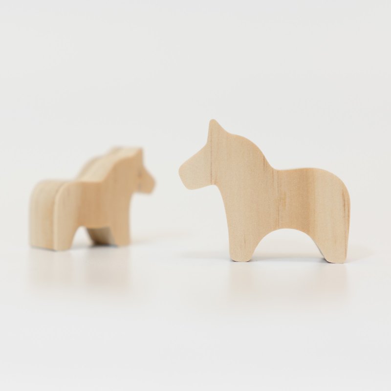 wagaZOO thick-cut building blocks grassland series-mini horse - Items for Display - Wood Khaki