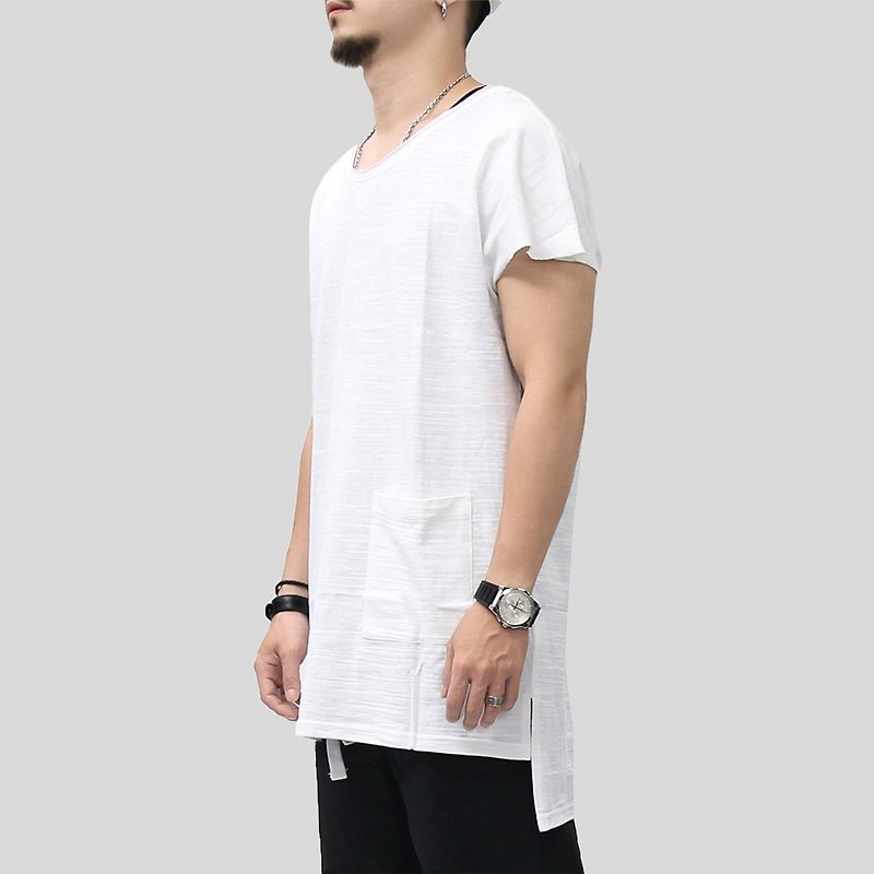 【イオニズム】スラブコットンポケットTホワイト - Tシャツ メンズ - コットン・麻 ホワイト