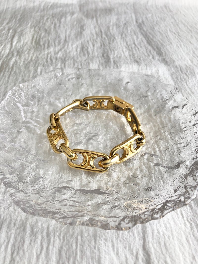 【 日本直送　名牌中古包 】CELINE セリーヌ ブレスレット ゴールド トリオンフ vintage ヴィンテージ オールド 8z3fdy - 手鍊/手環 - 其他材質 金色