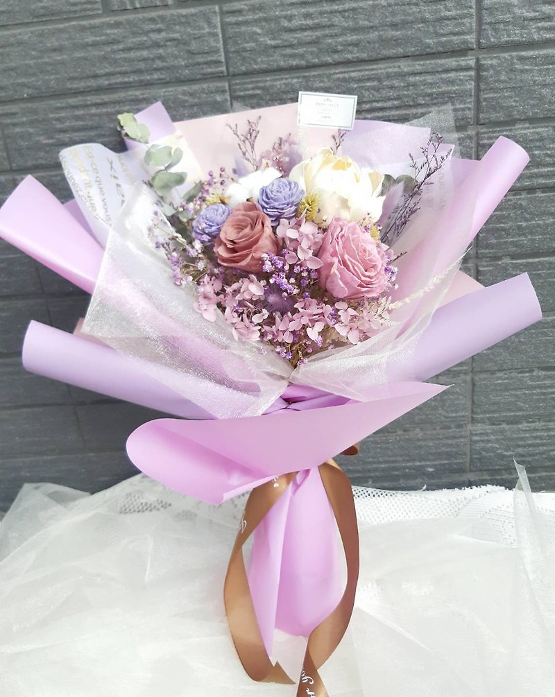 カスタマイズ可能なアルミワイヤーテキストロマンチックな紫色の大きな花束卒業/母の日/バレンタインデー - ドライフラワー・ブーケ - 寄せ植え・花 