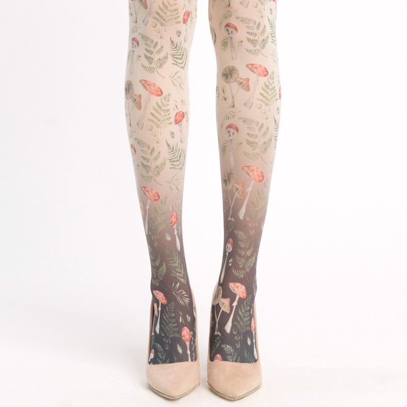 Mushroom tights, for natural lover fashion outfit pagan - กางเกงเลกกิ้ง - ไนลอน ขาว