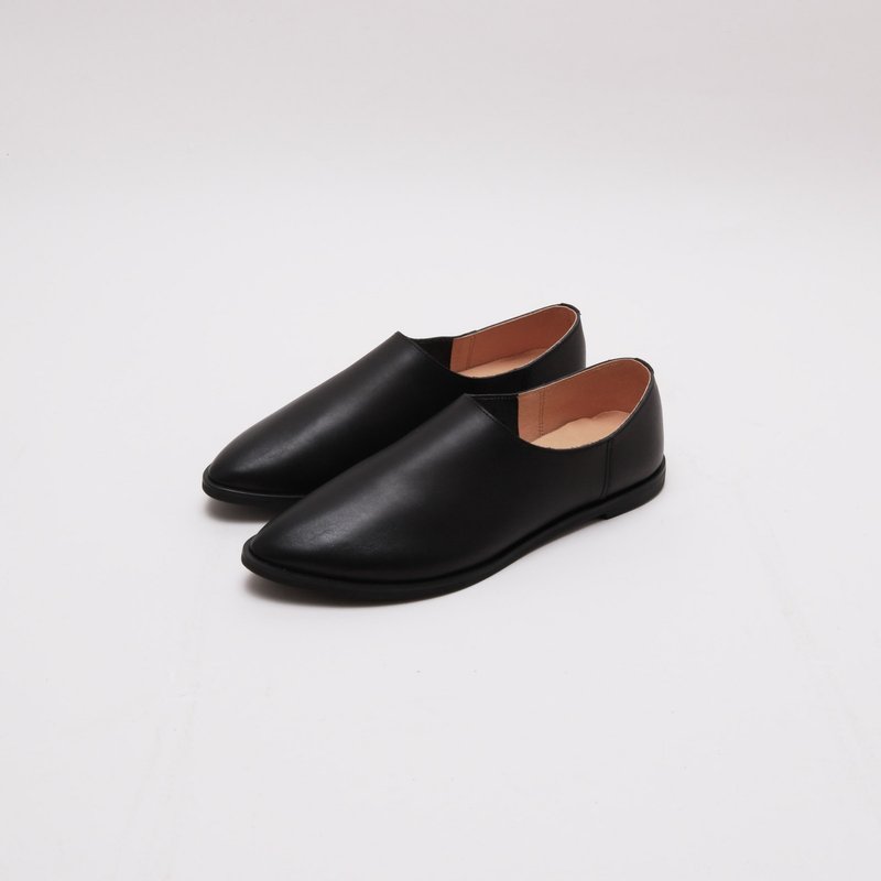 Elf shoes NP01 black - รองเท้าลำลองผู้หญิง - หนังแท้ สีดำ