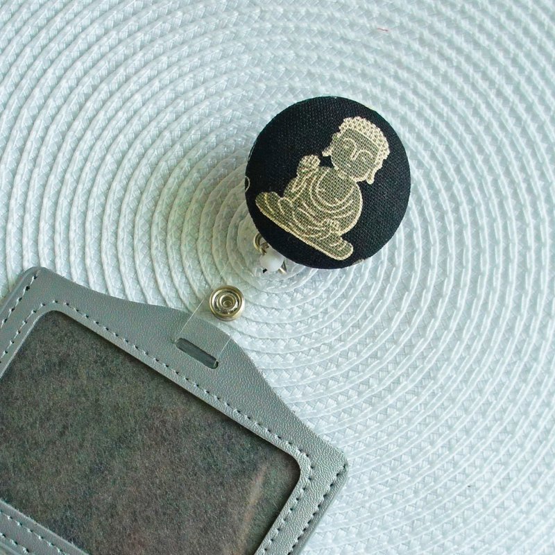 Lovely [Buddha bless telescopic buckle + card holder] leisure card, ID cover [black A] - ID & Badge Holders - Cotton & Hemp Black