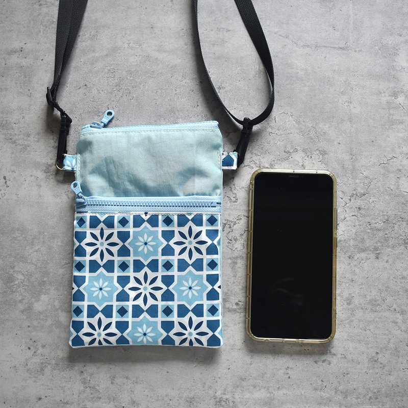 Travel waterproof cross-body mobile phone bag_Tile Blue - Messenger Bags & Sling Bags - Nylon Blue