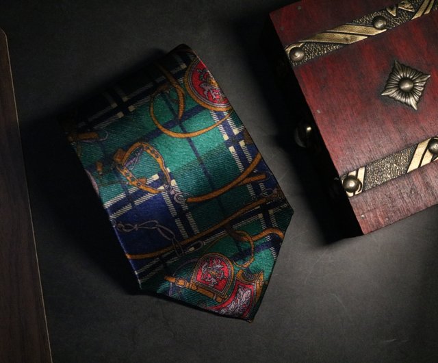 緑のレトロ柄ネクタイ紳士風花ネクタイnecktie - ショップ 悪い