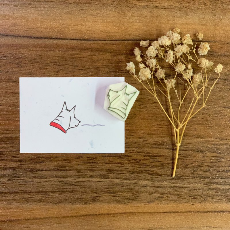 手刻橡皮章/台灣犬 - 印章/印台 - 橡膠 白色