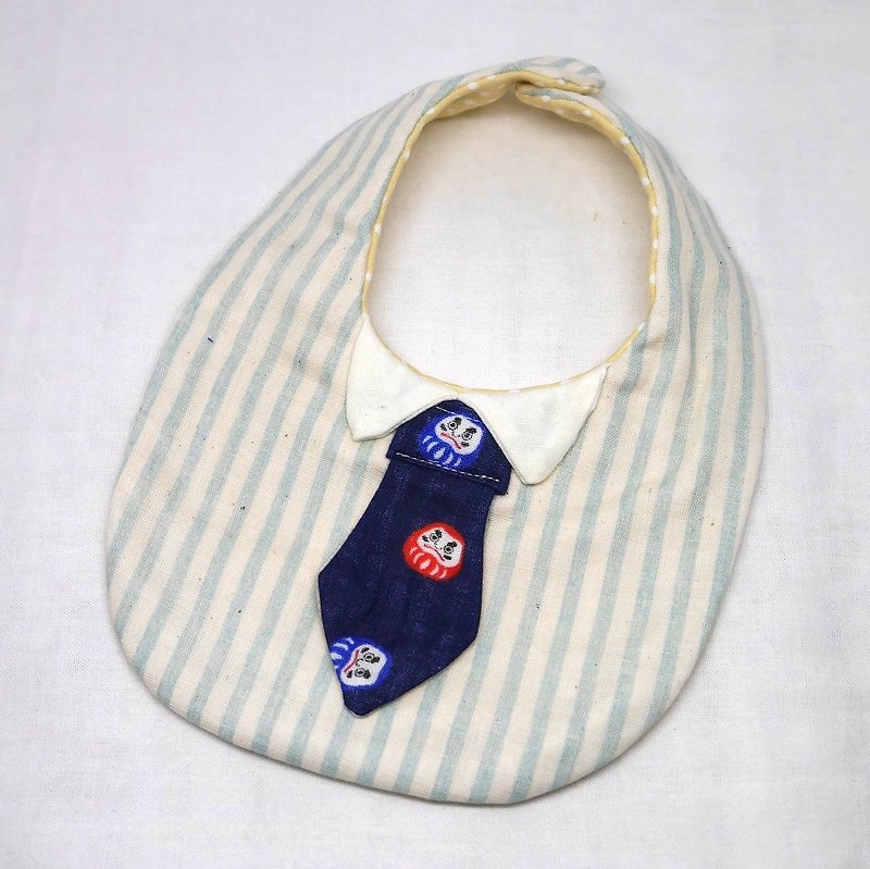 Japanese Handmade 8-layer-gauze Baby Bib / with tie - 圍兜/口水巾 - 棉．麻 藍色