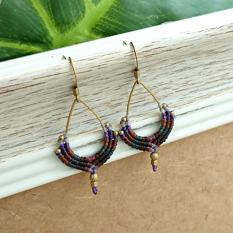 Misssheep A118 -hoop earrings, macrame jewelry, tribal earring, Micro Macrame - Earrings & Clip-ons - Other Materials Purple
