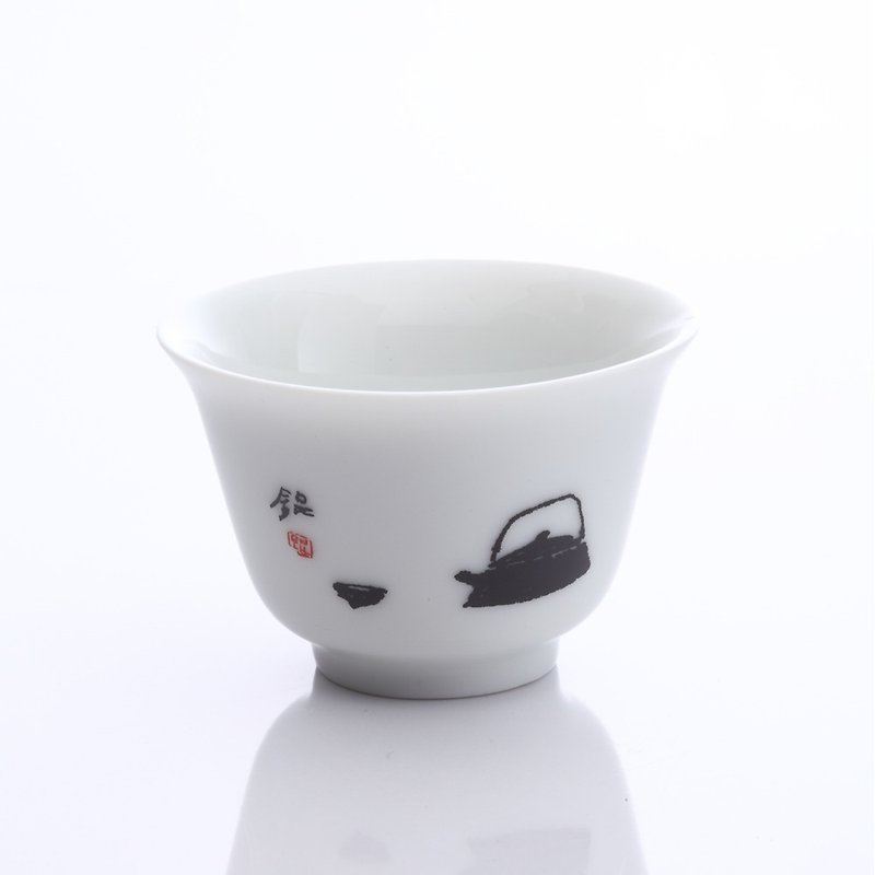 【淡然有味】扁壺小瓷杯 - 茶具/茶杯 - 瓷 白色