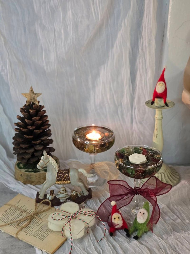 耶誕乾燥花特調果凍燭台 - 蠟燭/香氛/調香 - 蠟 