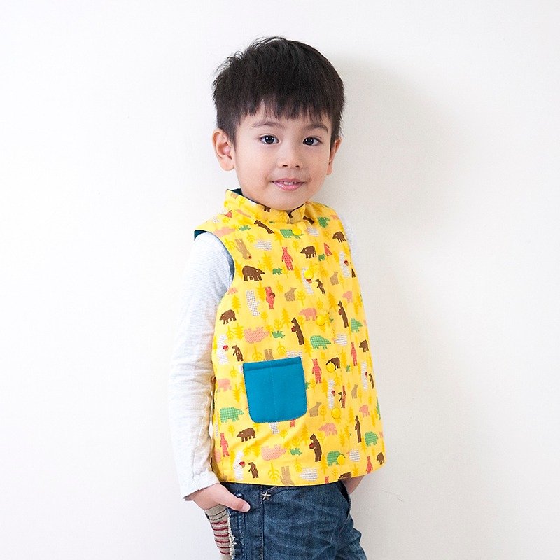 Color bear reversible cotton padded vest_yellow_kids (boy & girl) - อื่นๆ - ผ้าฝ้าย/ผ้าลินิน สีเหลือง