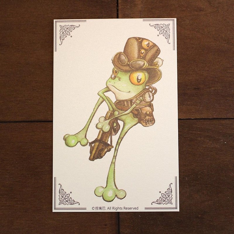 蒸汽龐克系列-青蛙明信片 - 心意卡/卡片 - 紙 綠色