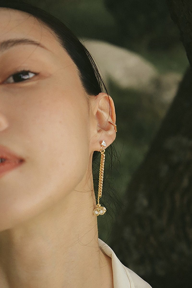 vingtsix 兩道冰心/925耳針 耳夾 樹脂 夾式耳環 珍珠 婚禮耳環 - 耳環/耳夾/耳骨夾 - 樹脂 透明