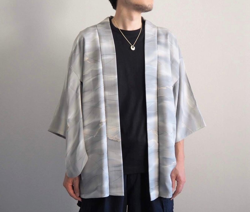 【日本製造】Morning Haze 絲綢羽織男女通用、復古和服日本 - 女大衣/外套 - 絲．絹 