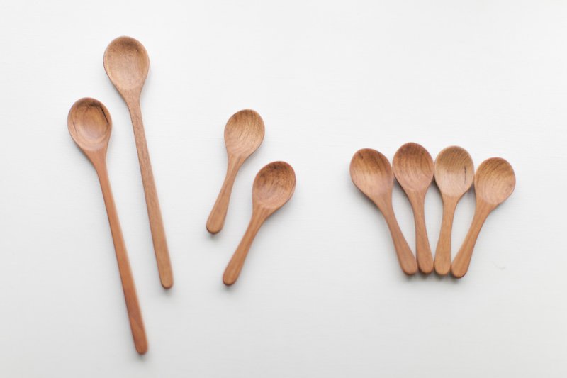 Teak Log Handmade Dessert Wooden Spoon Short - Cutlery & Flatware - Wood Red