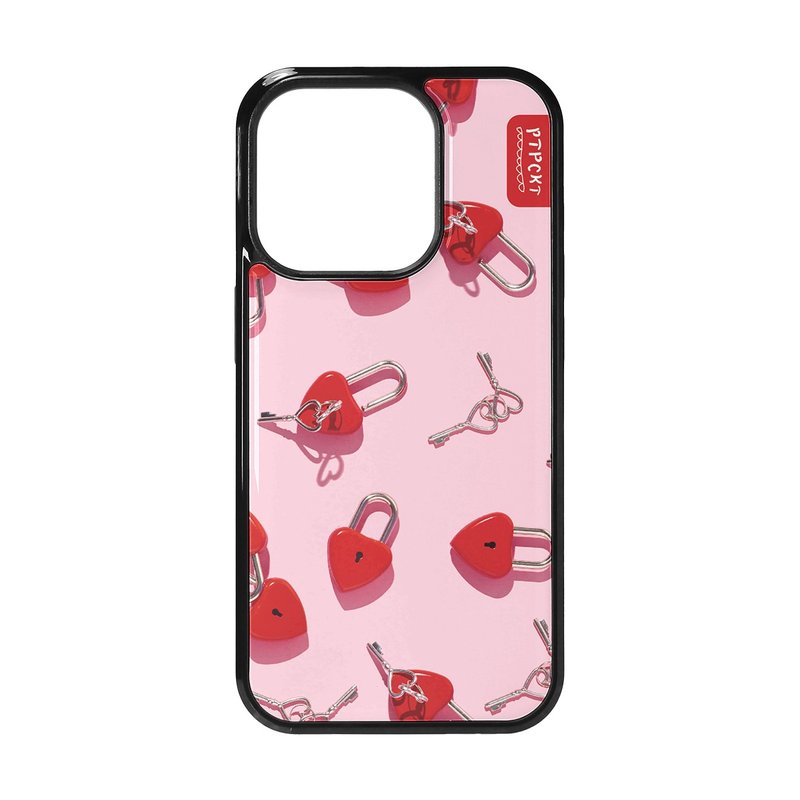 Red Heart Lock epoxy case - เคส/ซองมือถือ - วัสดุอื่นๆ สีแดง