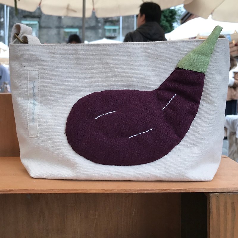 Big eggplant crossbody bag - Messenger Bags & Sling Bags - Cotton & Hemp Purple