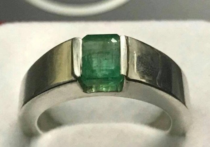 Natural Unheated Untreated mens Emerald Ring panjsher Emerald ring Real emerald - 戒指 - 寶石 綠色