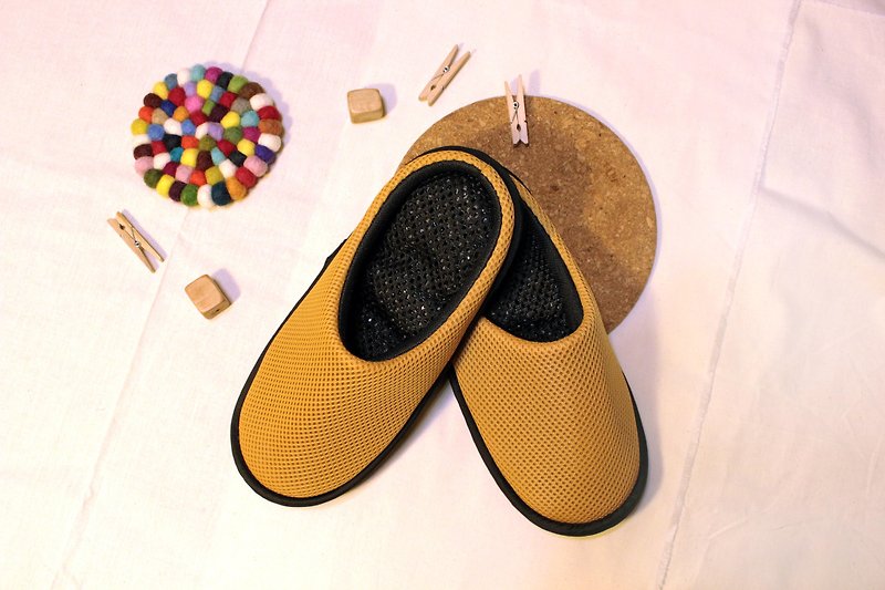 AC RABBIT Functional Indoor Air Cushion Slippers-All Inclusive-Yellow Comfortable Decompression Original - รองเท้าแตะในบ้าน - เส้นใยสังเคราะห์ สีเหลือง