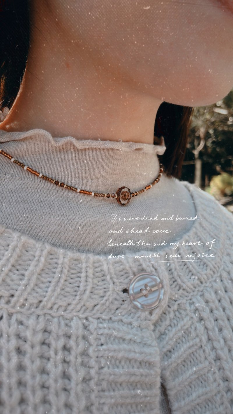 Sunset || Retro beaded necklace Japanese necklace clavicle chain - สร้อยคอ - วัสดุอื่นๆ สีนำ้ตาล