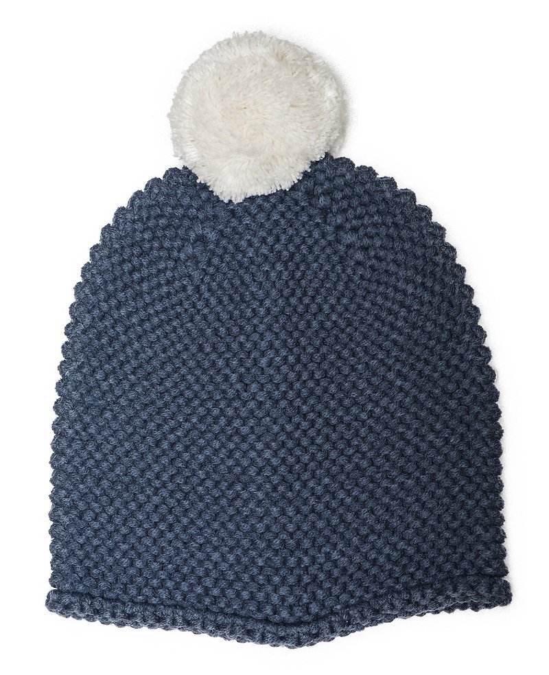 英國PomPom超級POM絨球毛帽/海軍藍 - 帽子 - 聚酯纖維 藍色