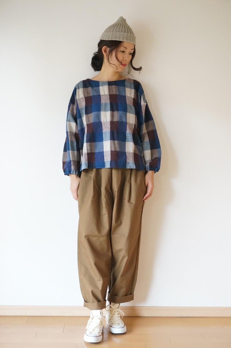 Cotton wool check blouse LADY'S - トップス - コットン・麻 