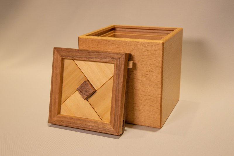 【Must be wood】Small geometric storage box - Storage - Wood Brown