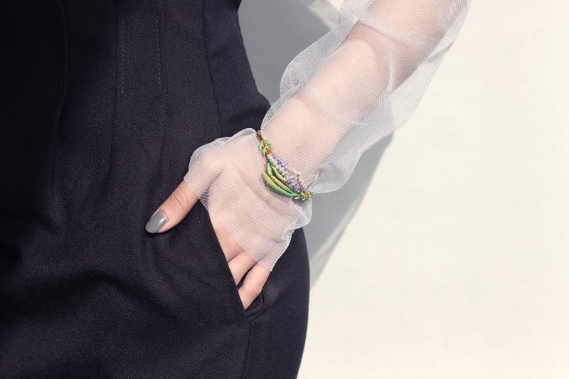 Lavender Bangle, Purple Flower, Flower Jewelry - 手鍊/手環 - 其他金屬 紫色