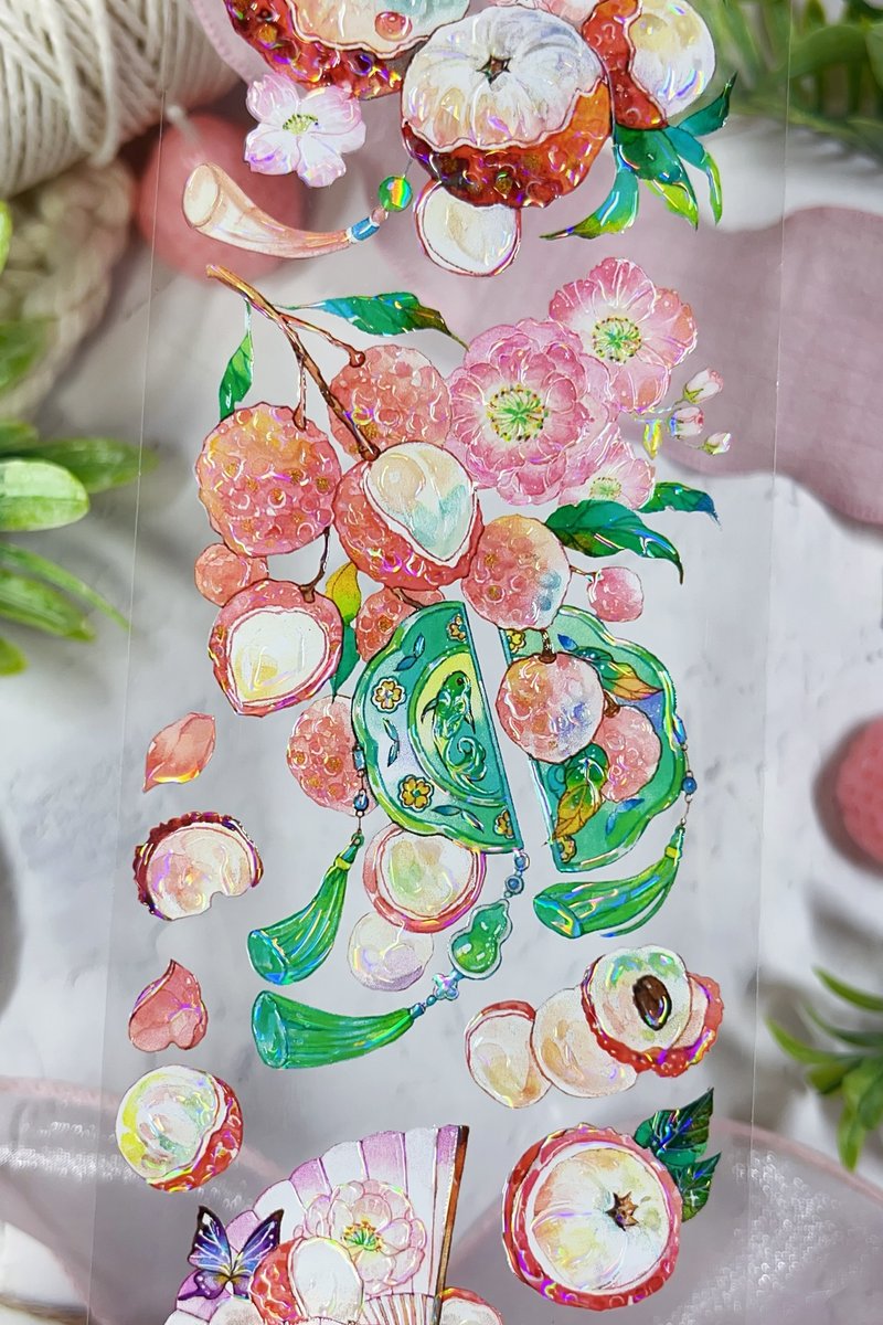 Fei Zi Xiao PET Washi Tape - Iridescent Finish, 10m Roll - มาสกิ้งเทป - วัสดุอื่นๆ 