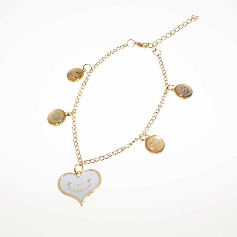 Heart Dream Brand Dream Handmade Crystal UV Metal Jewelry Series - White Smile Love Bracelet - สร้อยข้อมือ - โลหะ สีทอง