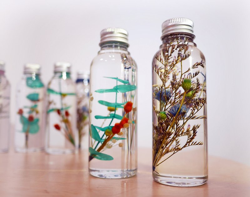 自然系 浮游花 植物標本瓶 兩件組 - 乾燥花/永生花 - 植物．花 藍色