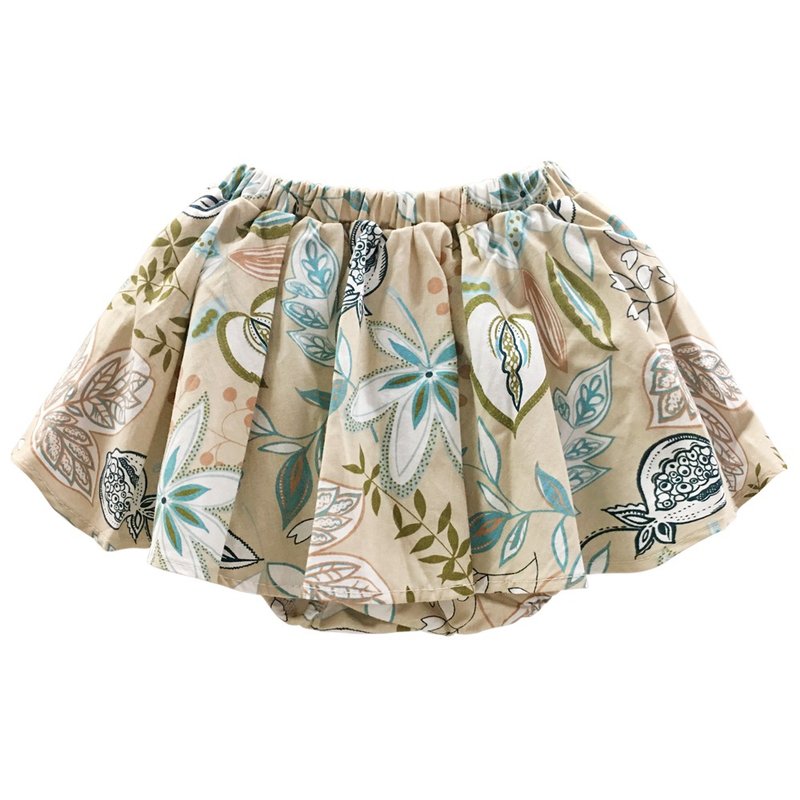 Cutie Bella cotton printed hakama short skirt butt pants Khaki - กระโปรง - ผ้าฝ้าย/ผ้าลินิน สีกากี