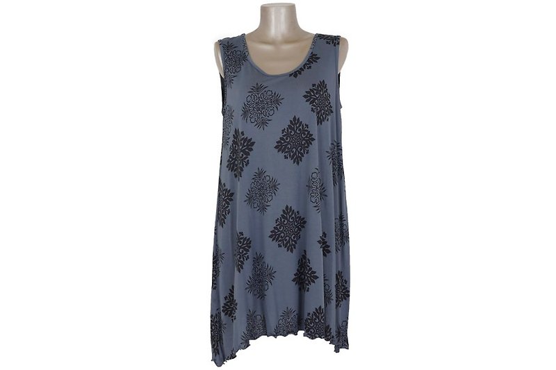 Quilt pattern Sleeveless Dress <gray> - ชุดเดรส - วัสดุอื่นๆ สีเทา