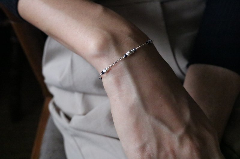 Sapphire Pearl Bracelet - Bracelets - Sterling Silver Silver