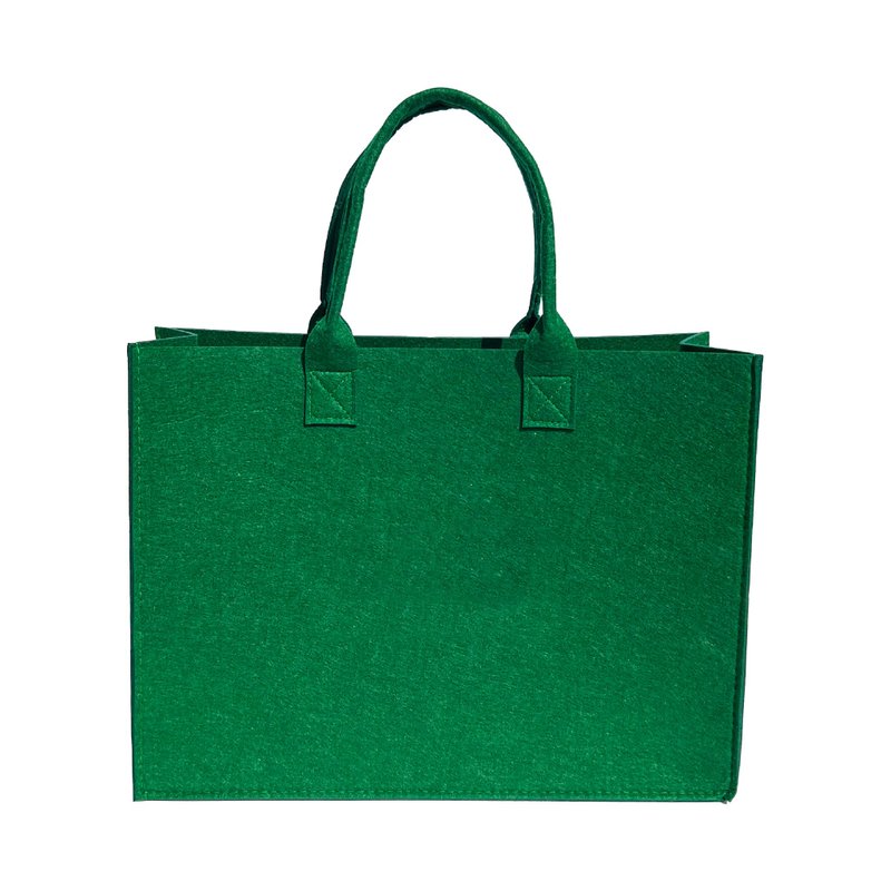 Felt bag plain color matching green - Handbags & Totes - Wool Green