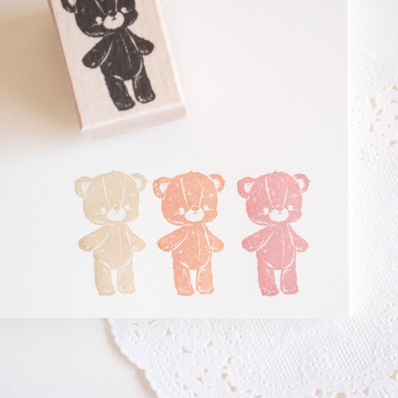 Rubber Stamp - Multicolor Teddy Bear - Stamps & Stamp Pads - Rubber Brown