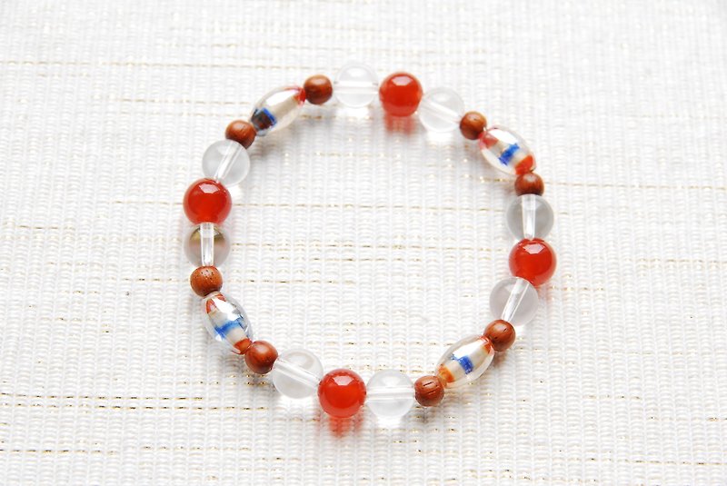 Striped indian beads bracelet orange - สร้อยข้อมือ - หิน สีส้ม