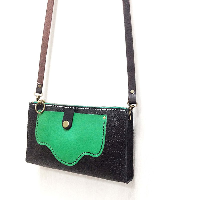 POPO│ original. Grand │ leather. Dorsal portable dual-use package │leather - กระเป๋าแมสเซนเจอร์ - หนังแท้ สีเขียว