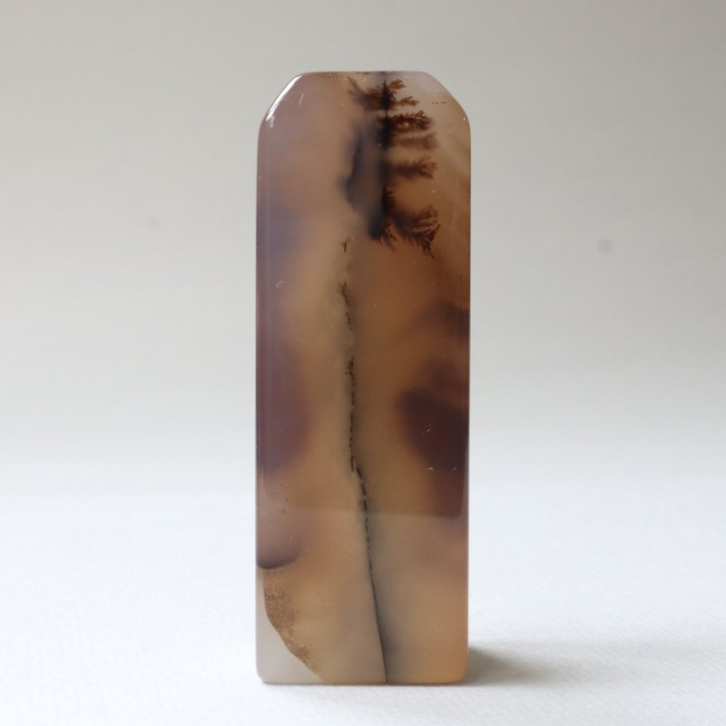 三彩風景瑪瑙印章姓名印鑑章篆刻效果18x21x60mm - 印章/印台 - 玉石 多色