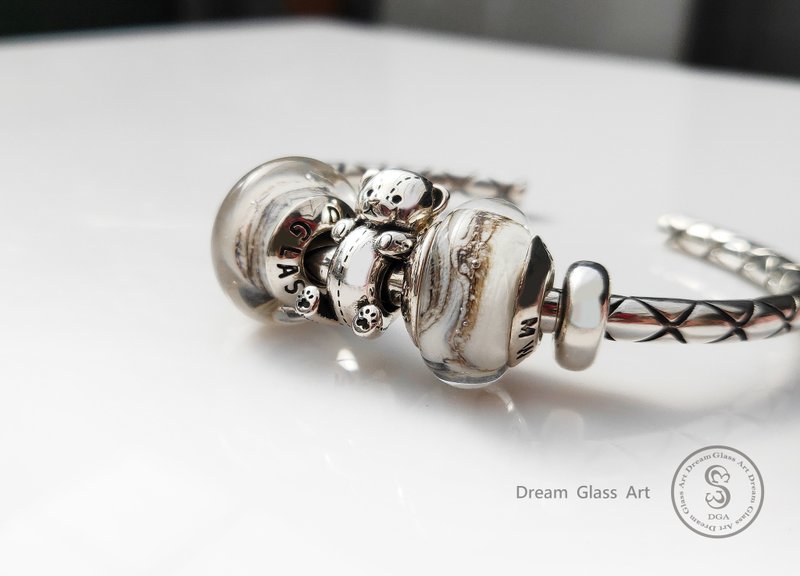 DreamGlassArt*瑪雷熊隔珠SBB-190412 - 手鍊/手環 - 其他金屬 銀色