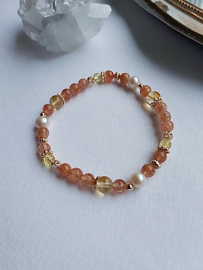 Xinchen - Orange Soda with Pearl Stone Citrine - สร้อยข้อมือ - คริสตัล 