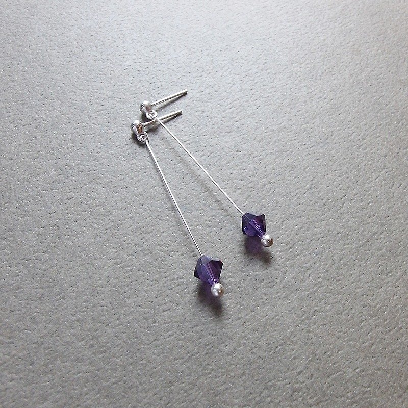 Suspense Sterling Silver Earrings/Long Earrings/Ear Pins/Simple - Earrings & Clip-ons - Other Metals Purple